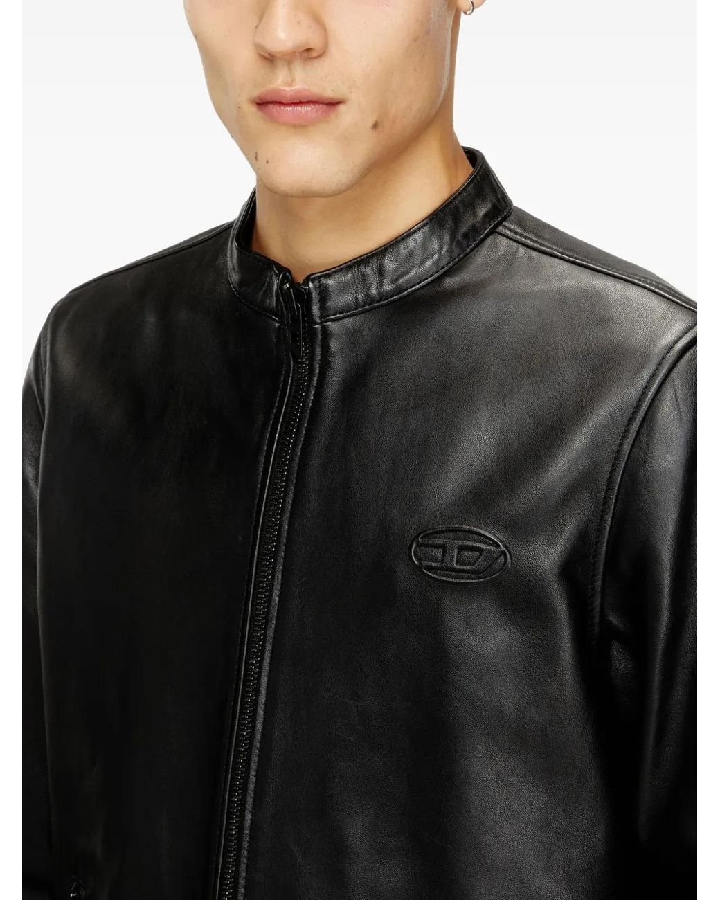 DIESEL Black L-Tad-Wrd Leather Jacket for men