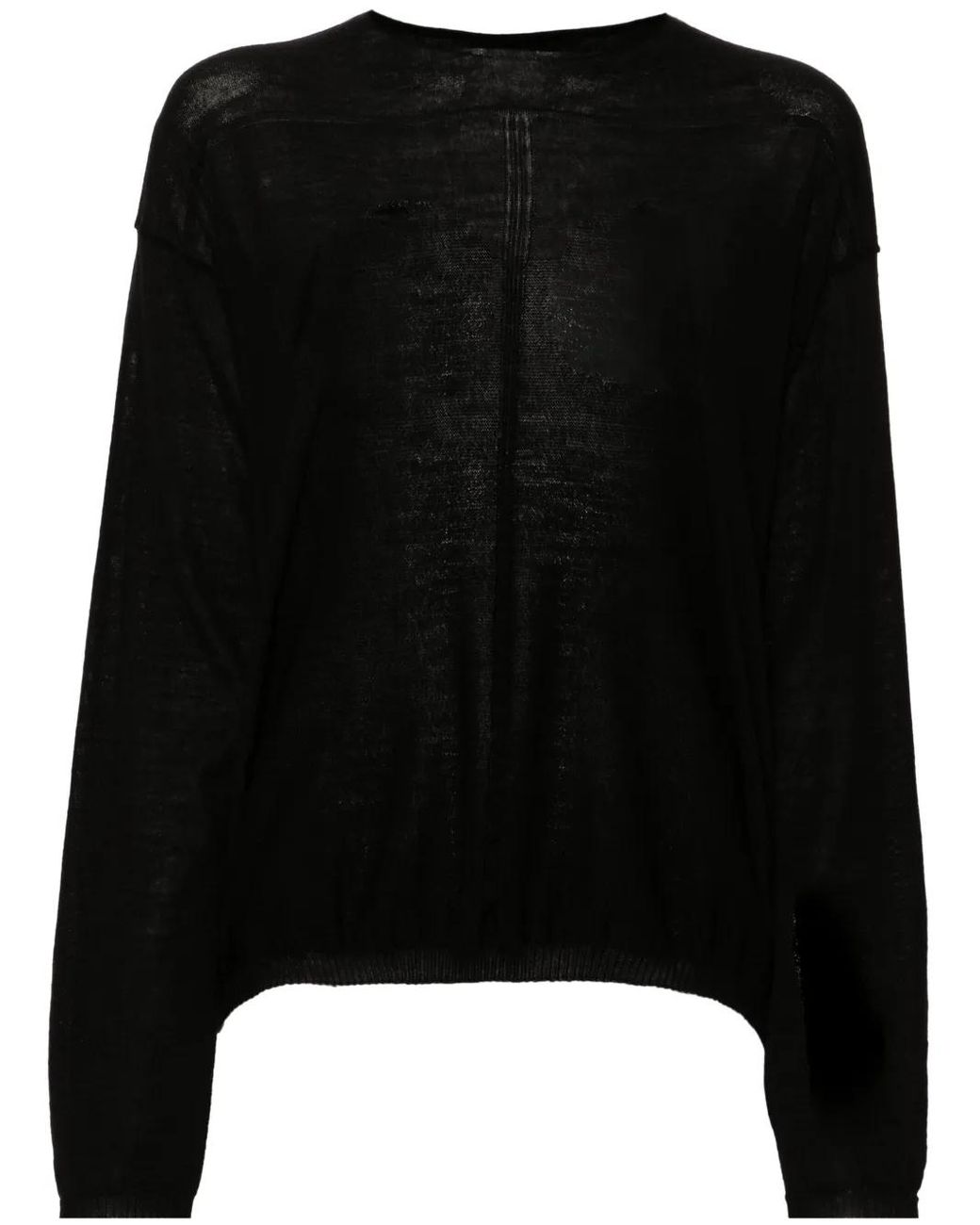 Rick Owens Black Seam-Detail Wool Jumper