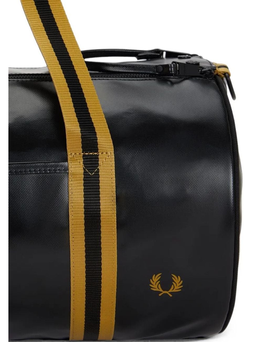 Fred Perry Black Logo-Print Holdall Bag for men