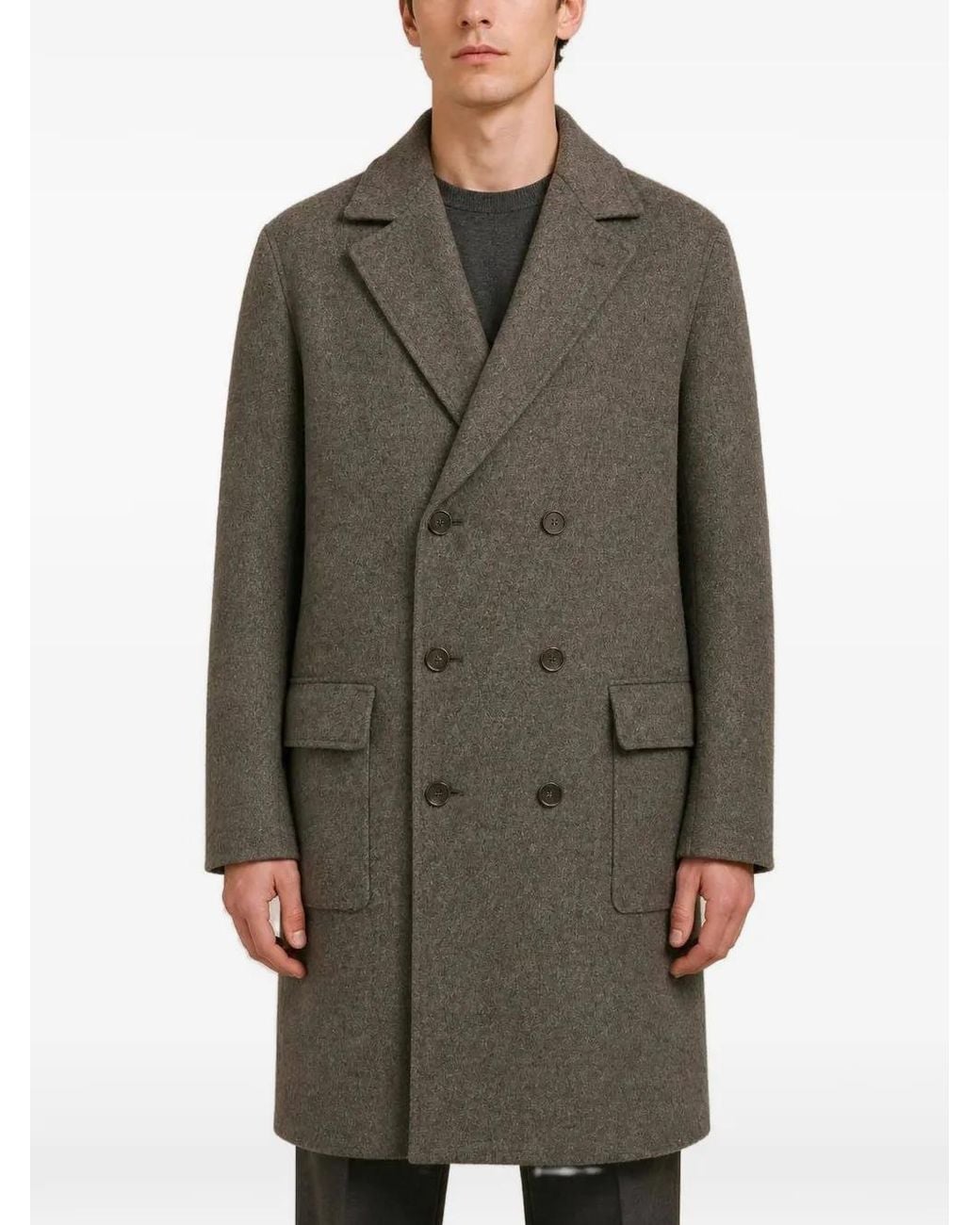 RETORI Gray Double-Breasted Wool Coat for men