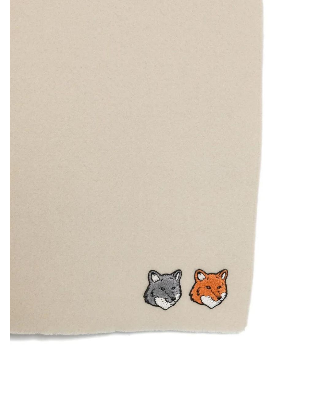 Maison Kitsuné White Double Fox Head Patch Scarf for men