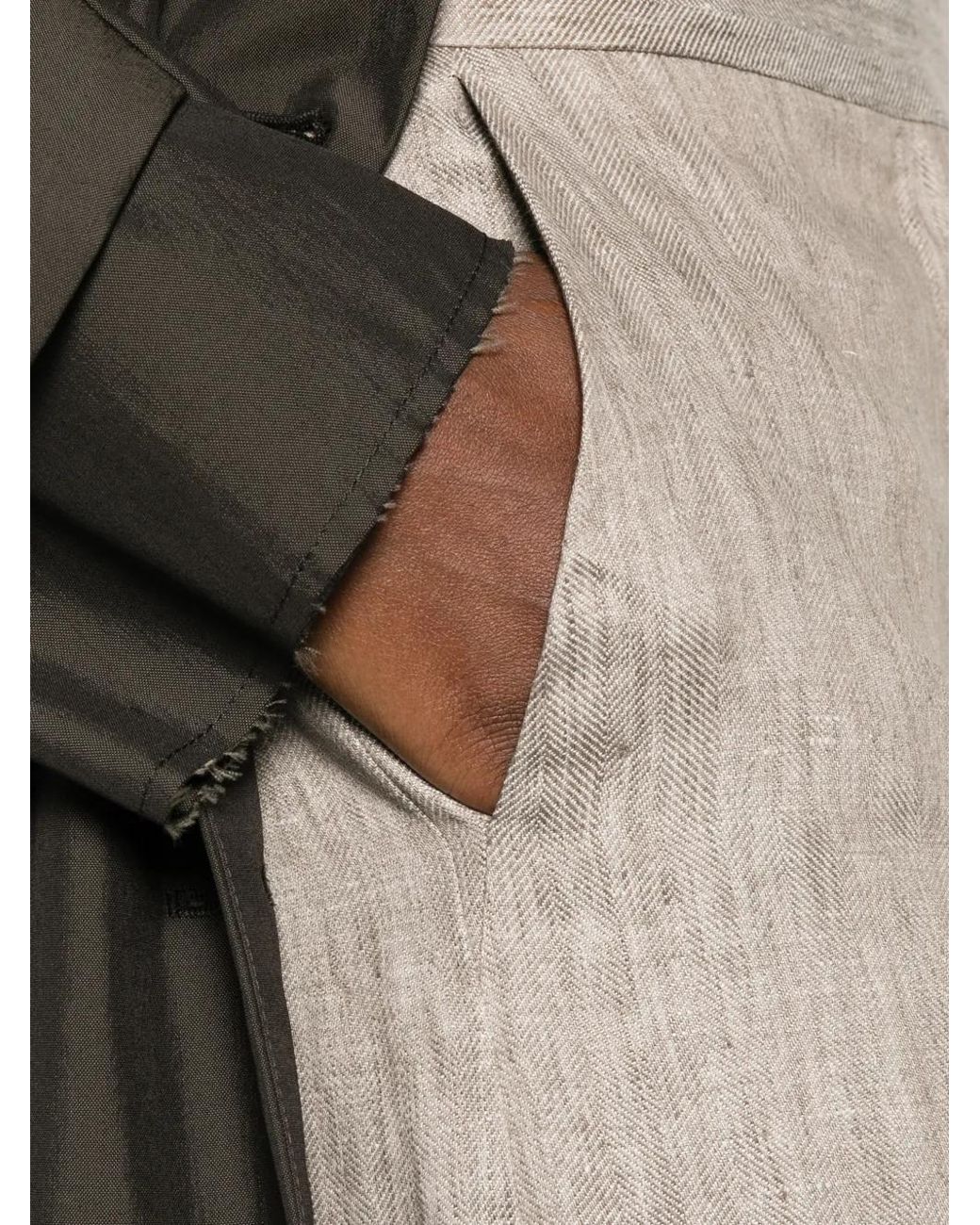 Max Mara White Pantalon En Lin À Motif De Chevrons