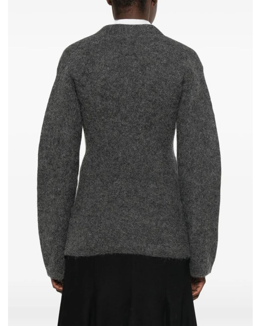 Thelatest Gray Eleonora V-Neck Alpaca-Wool Sweater