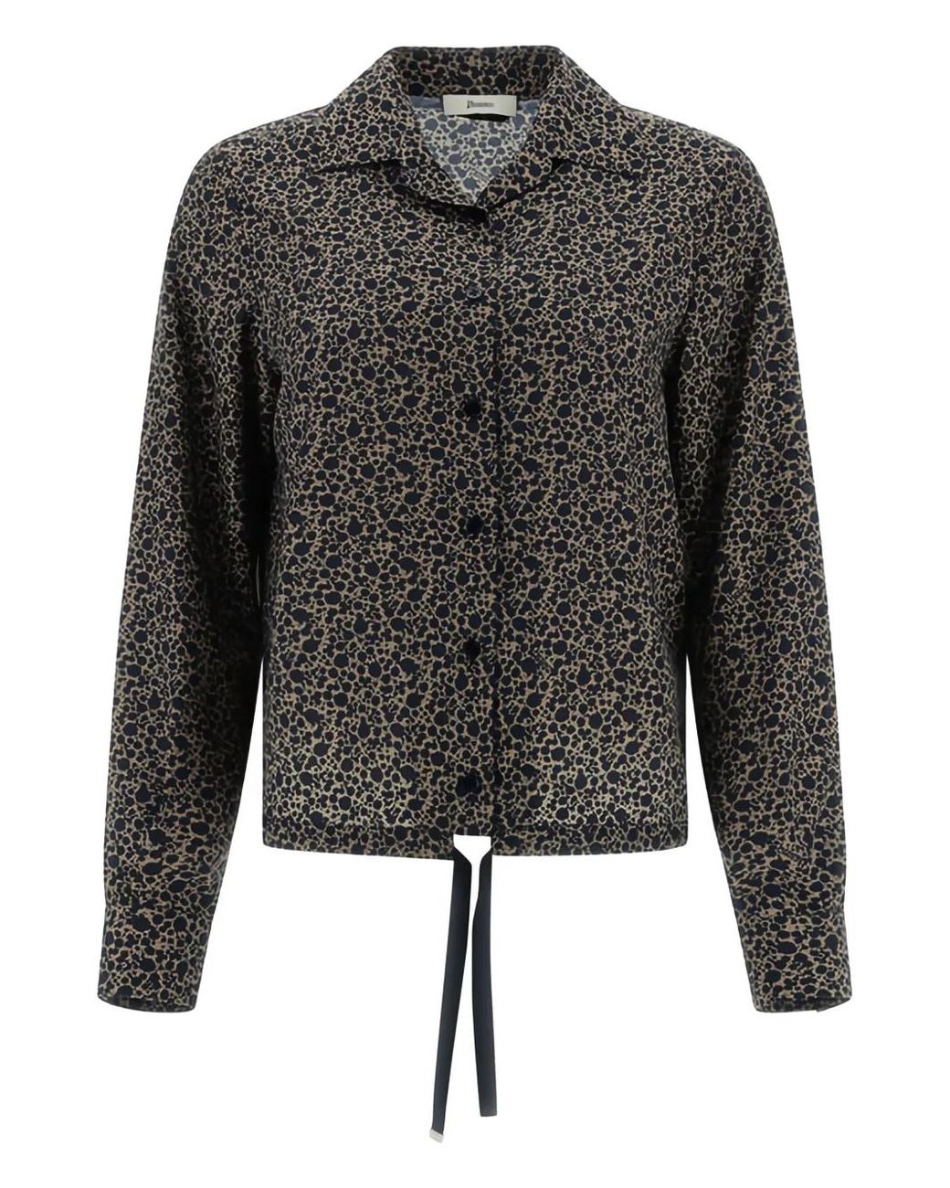 Herno Black Tie-Waist Patterned Shirt