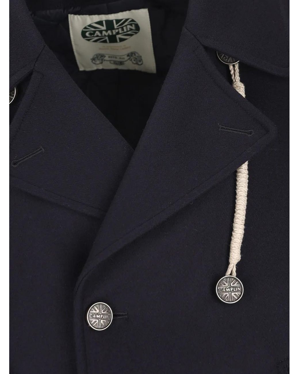 Camplin Blue Double-Breasted Logo-Button Coat for men