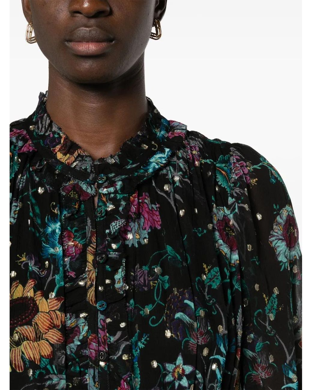 Ulla Johnson Black Anais Floral-Print Dress