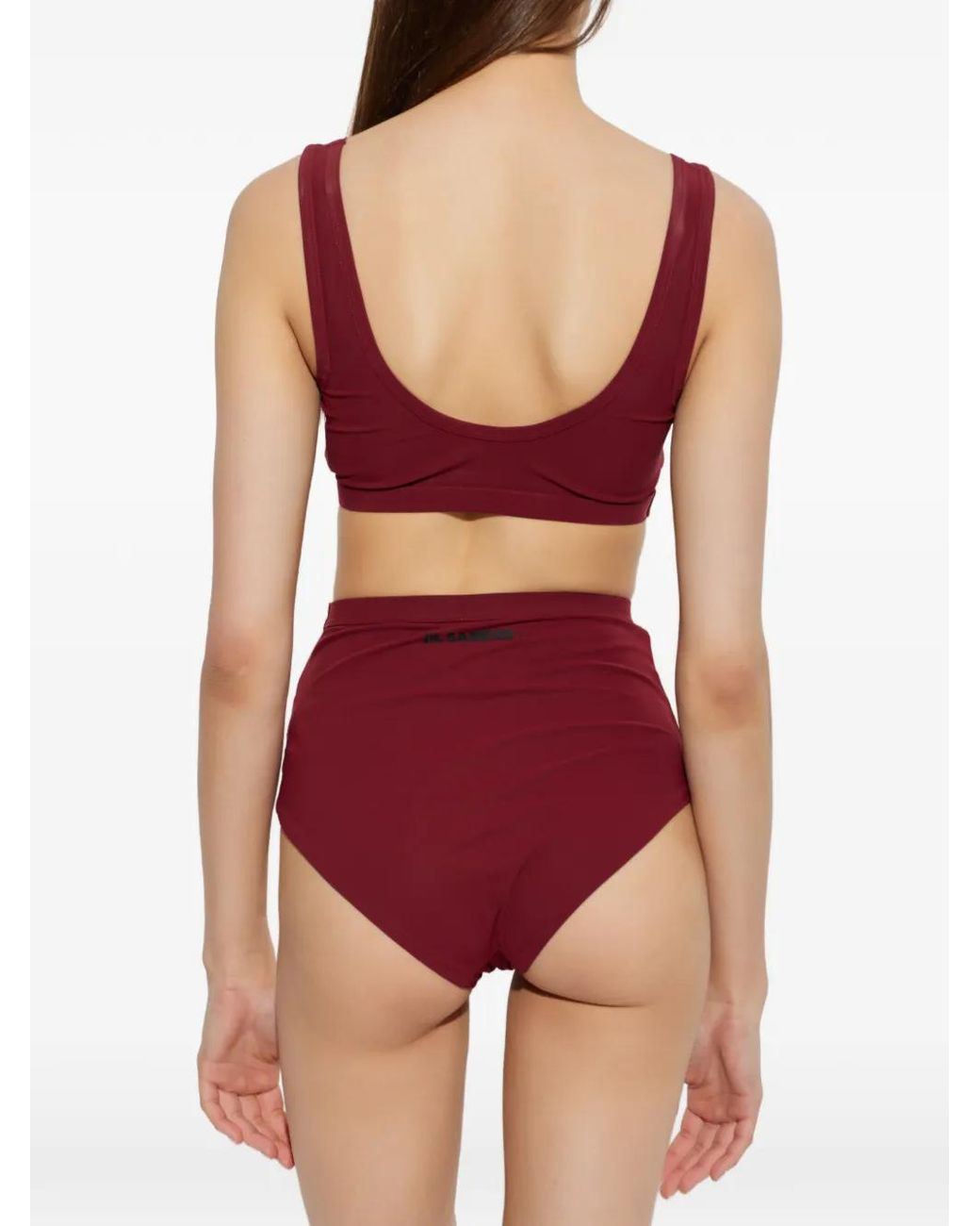 Jil Sander Red Logo-Print Scoop-Neck Bra