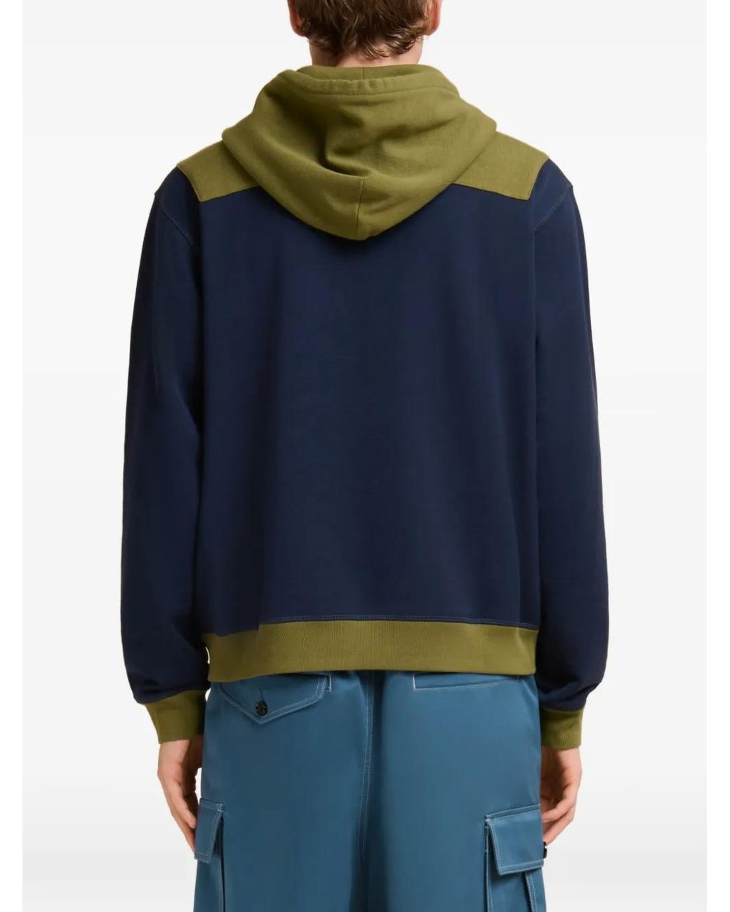 Marni Blue Colour-Block Hoodie for men