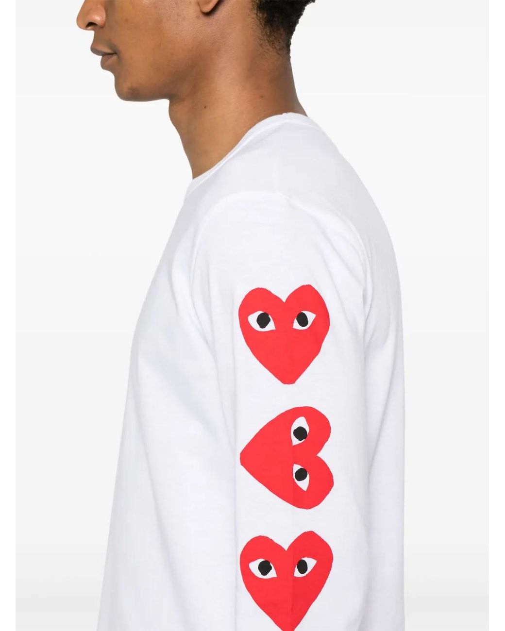 COMME DES GARÇONS PLAY White Signature Heart Print Cotton Tee