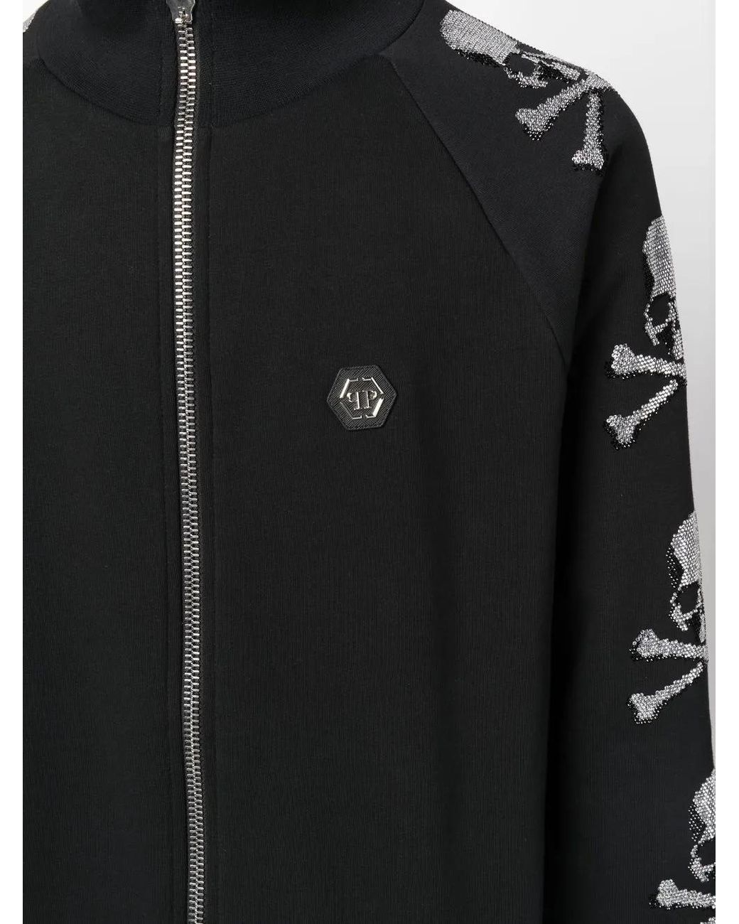Philipp Plein Black Skull-Motif Track Jacket for men