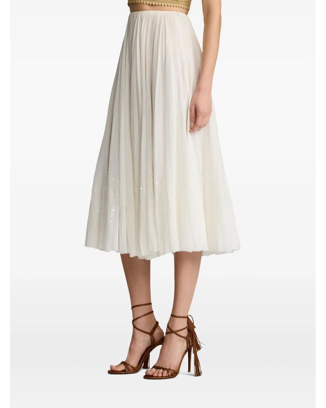 Ralph Lauren White Trivelas Midi Skirt