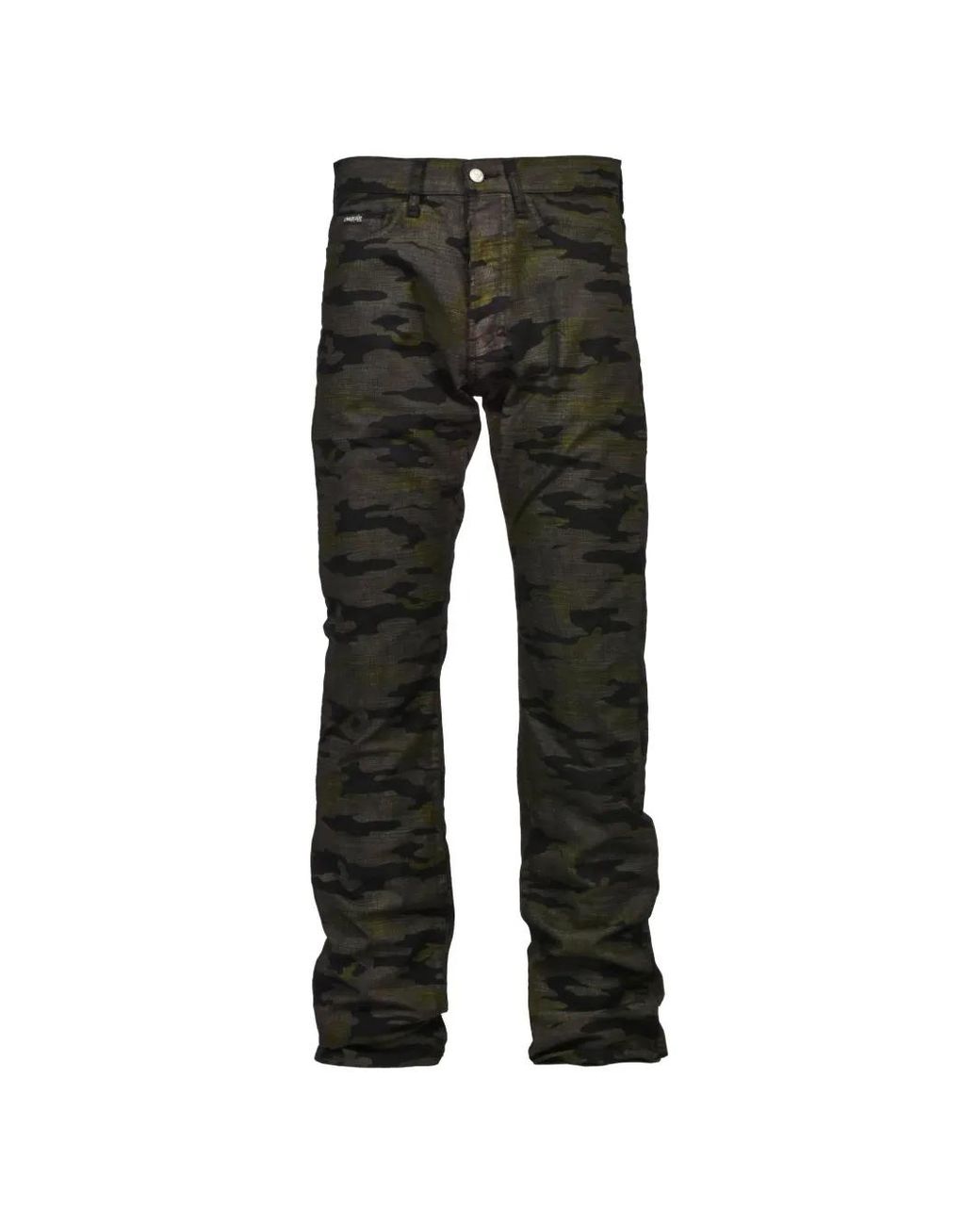 lifeiswar Black Camouflage-Print Straight-Leg Trousers for men