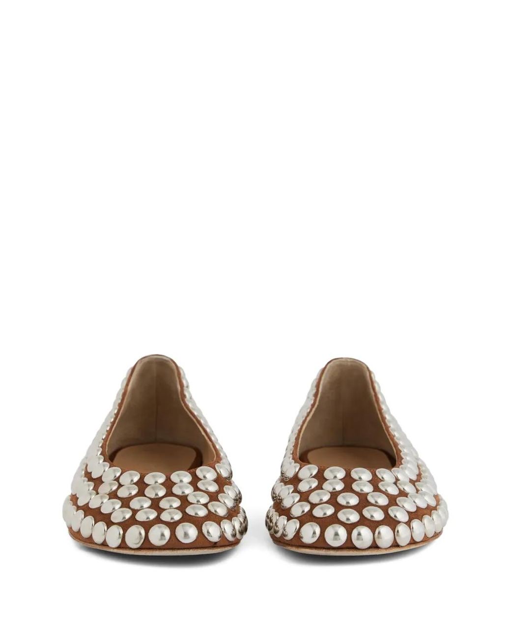 Rabanne Brown Ballet Flats With Studs
