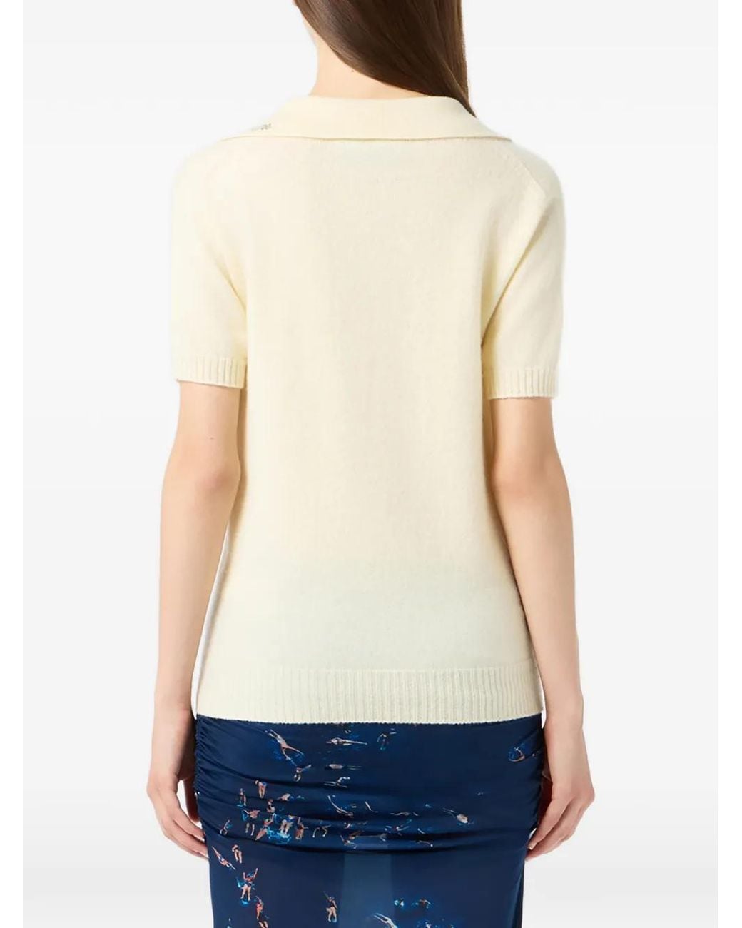 Blumarine Natural Polo-Collar Sweater