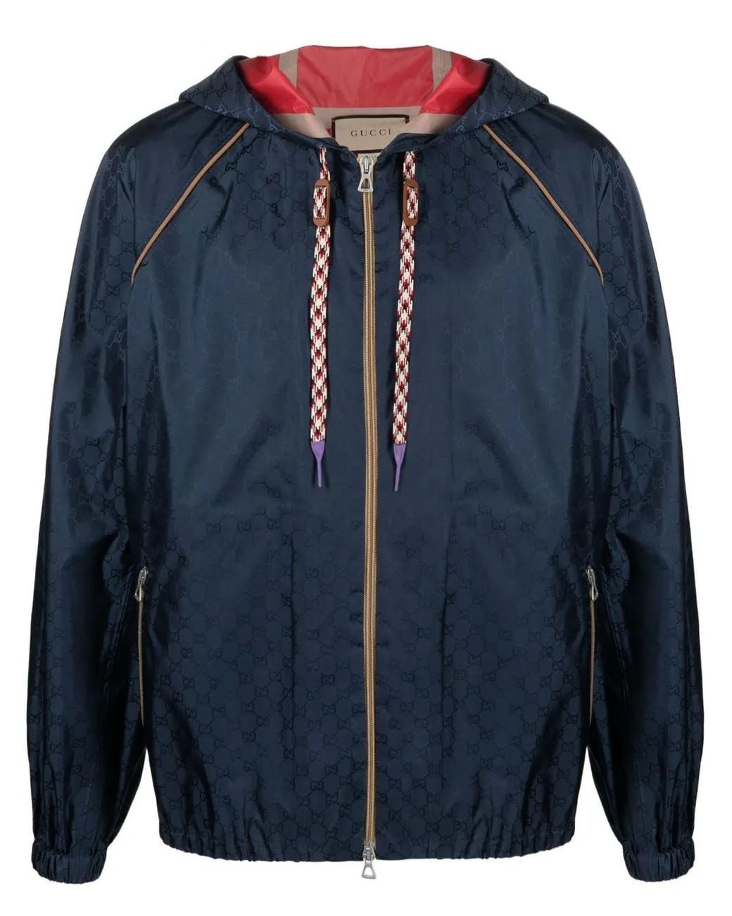 Gucci Blue Gg Supreme-Jacquard Hooded Jacket for men