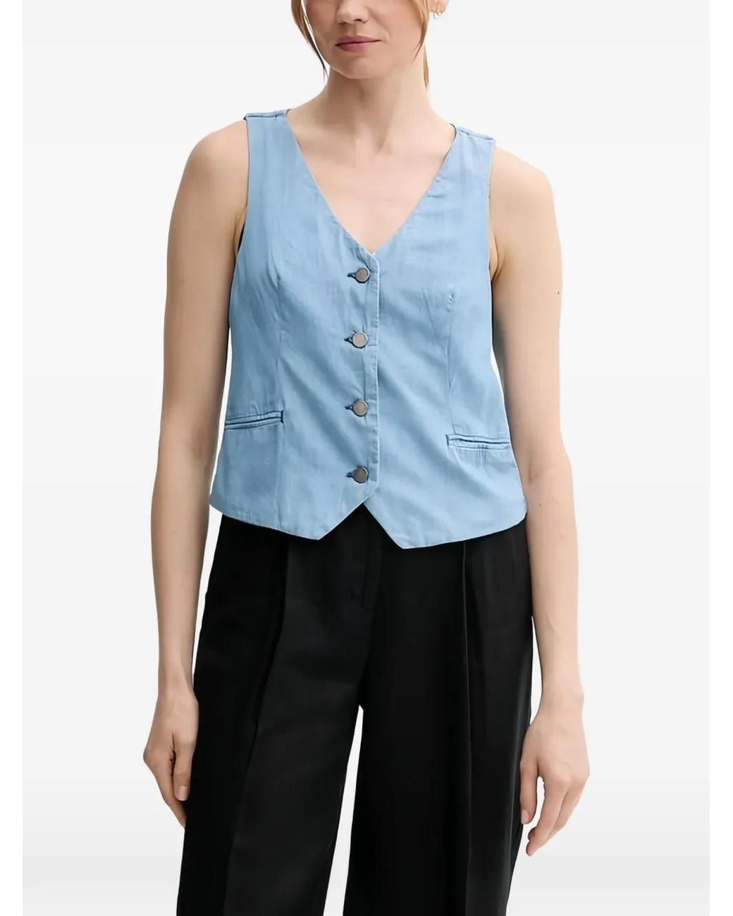 Benetton Blue V-Neck Vest