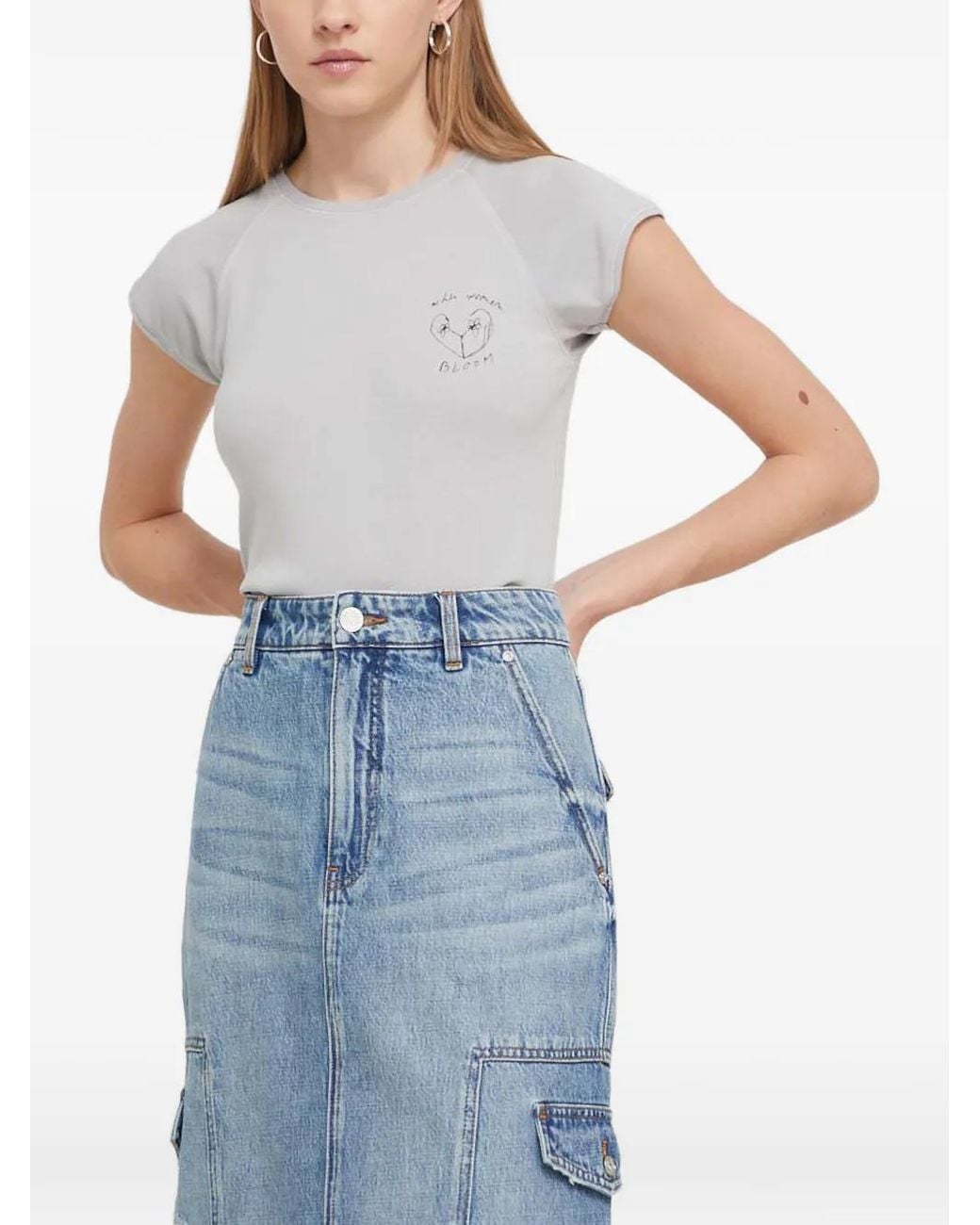 Desigual Blue Shiny Heart T-Shirt