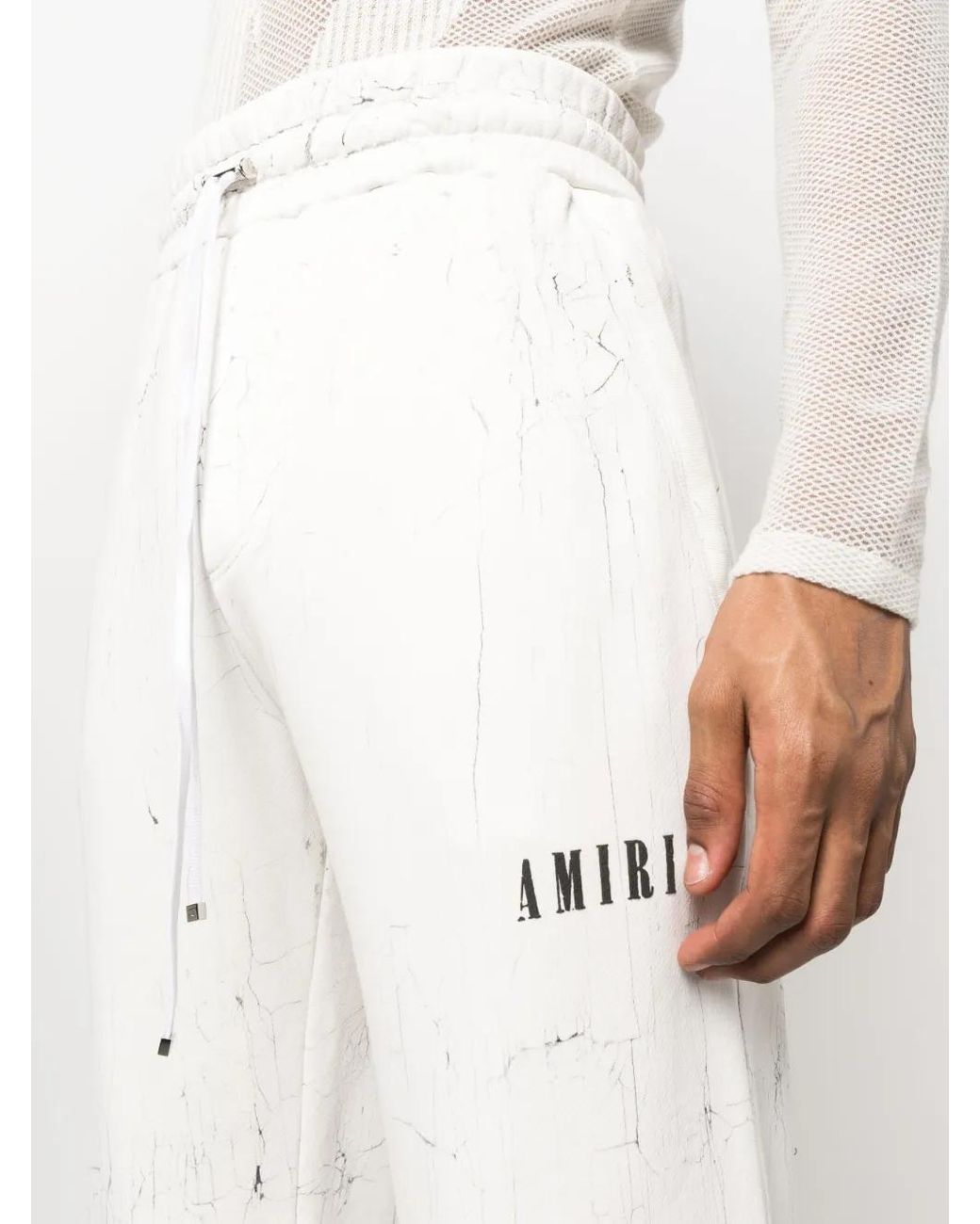 Amiri White Cracked-Print Track Pants for men