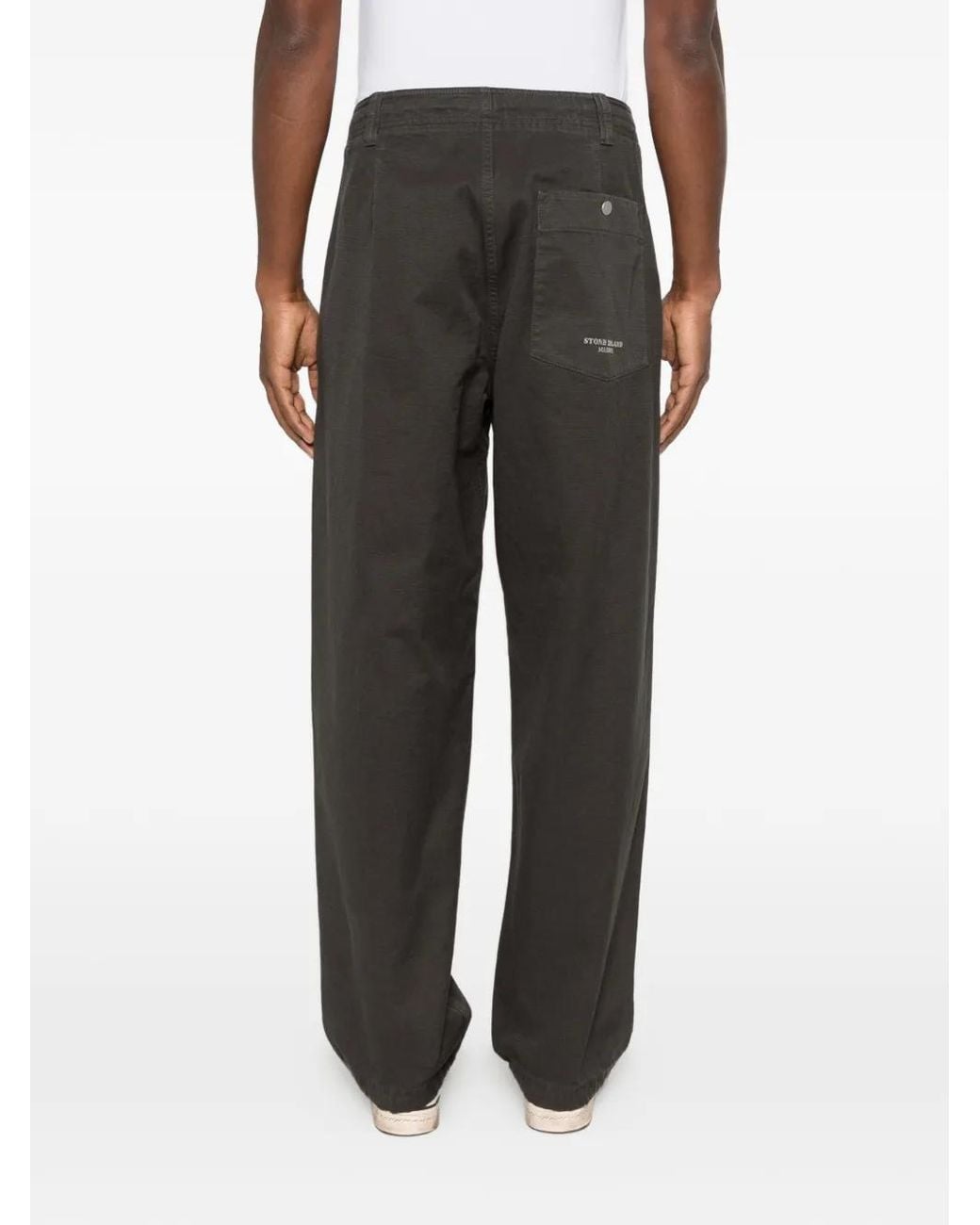 Stone Island Gray 3100038 Slub Cotton Batavia-Tc_S.I. Marina Cargo Trousers for men