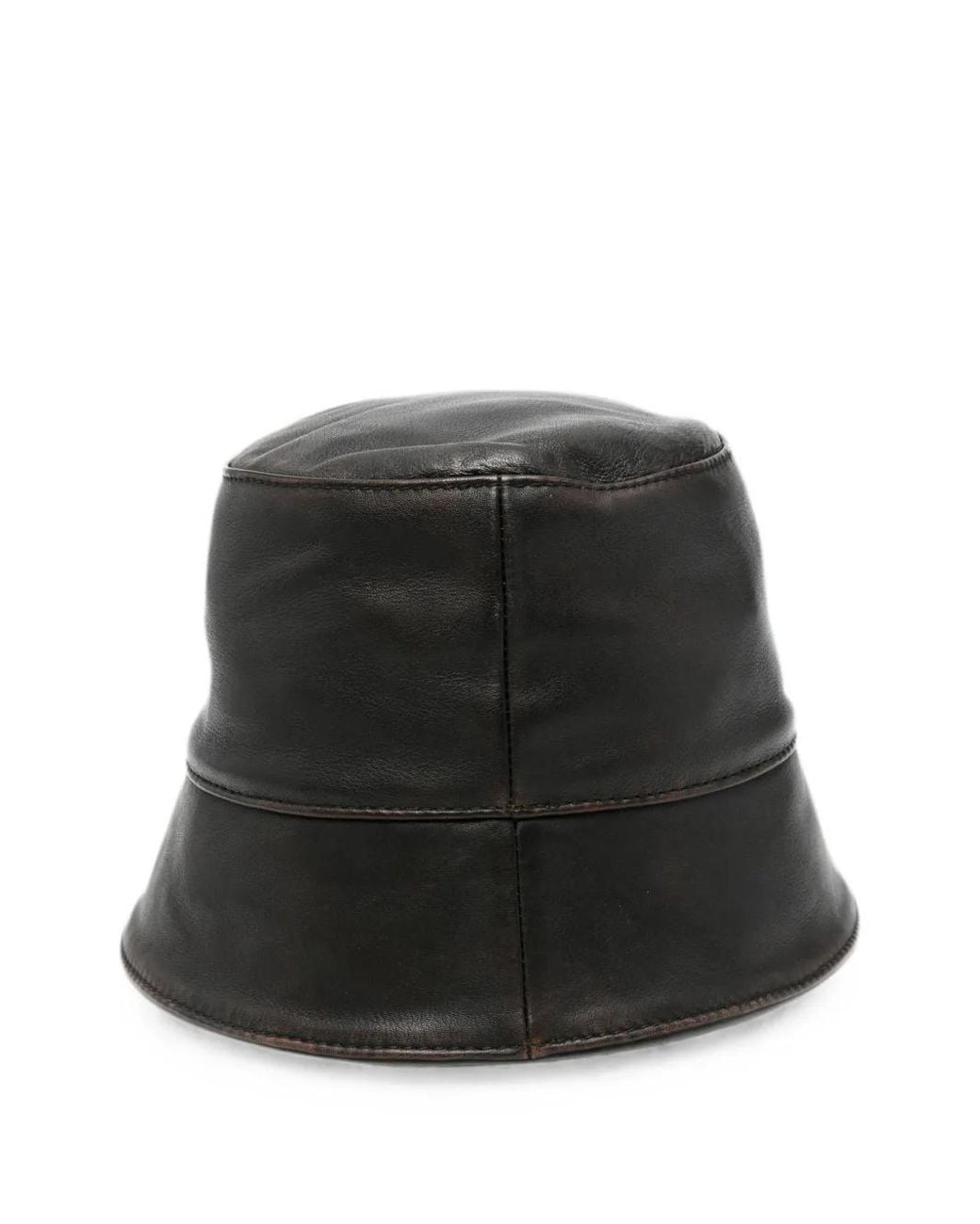 Maje Black Logo-Patch Leather Bucket Hat