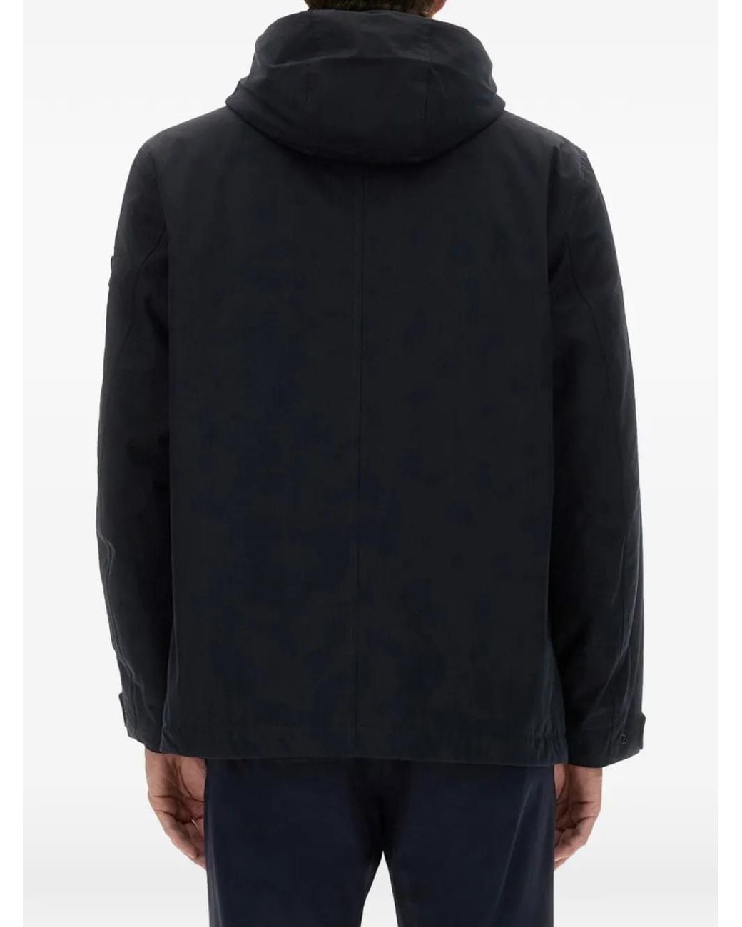 Stone Island Blue Hooded Logo-Patch Jacket for men