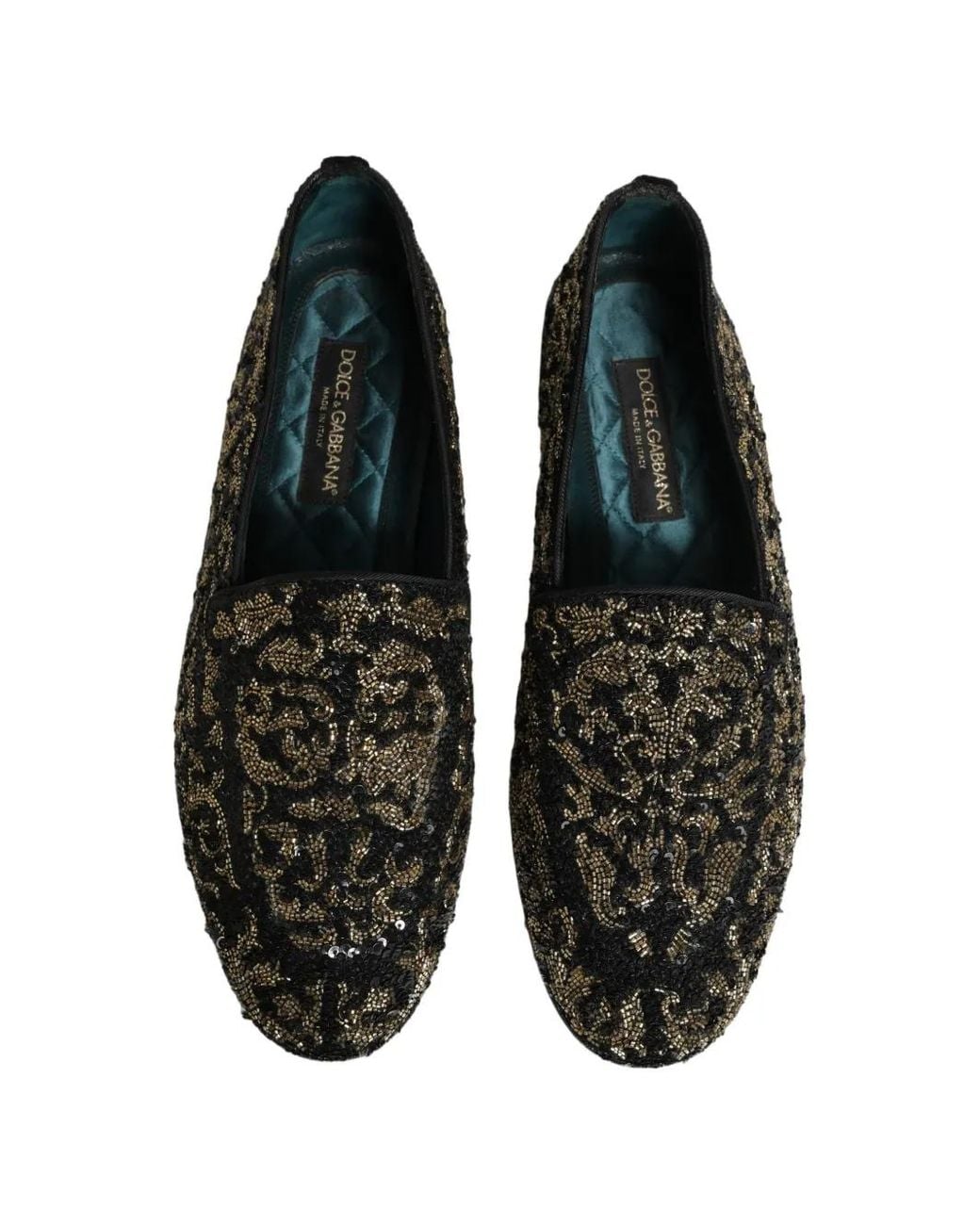 Dolce & Gabbana Black Sequin-Embellished Bead-Embroidered Loafers for men