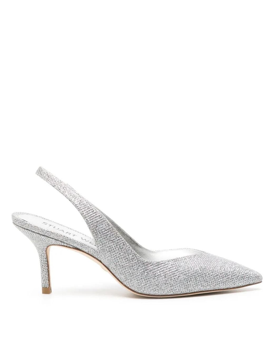 Stuart Weitzman White Eva 75Mm Slingback Pumps