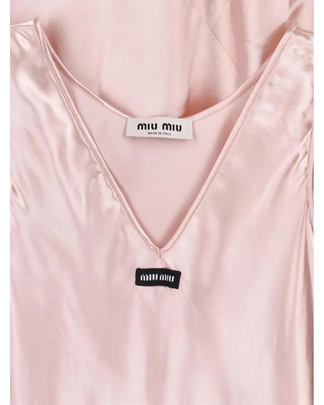 Miu Miu Pink Satin Midi-Dress