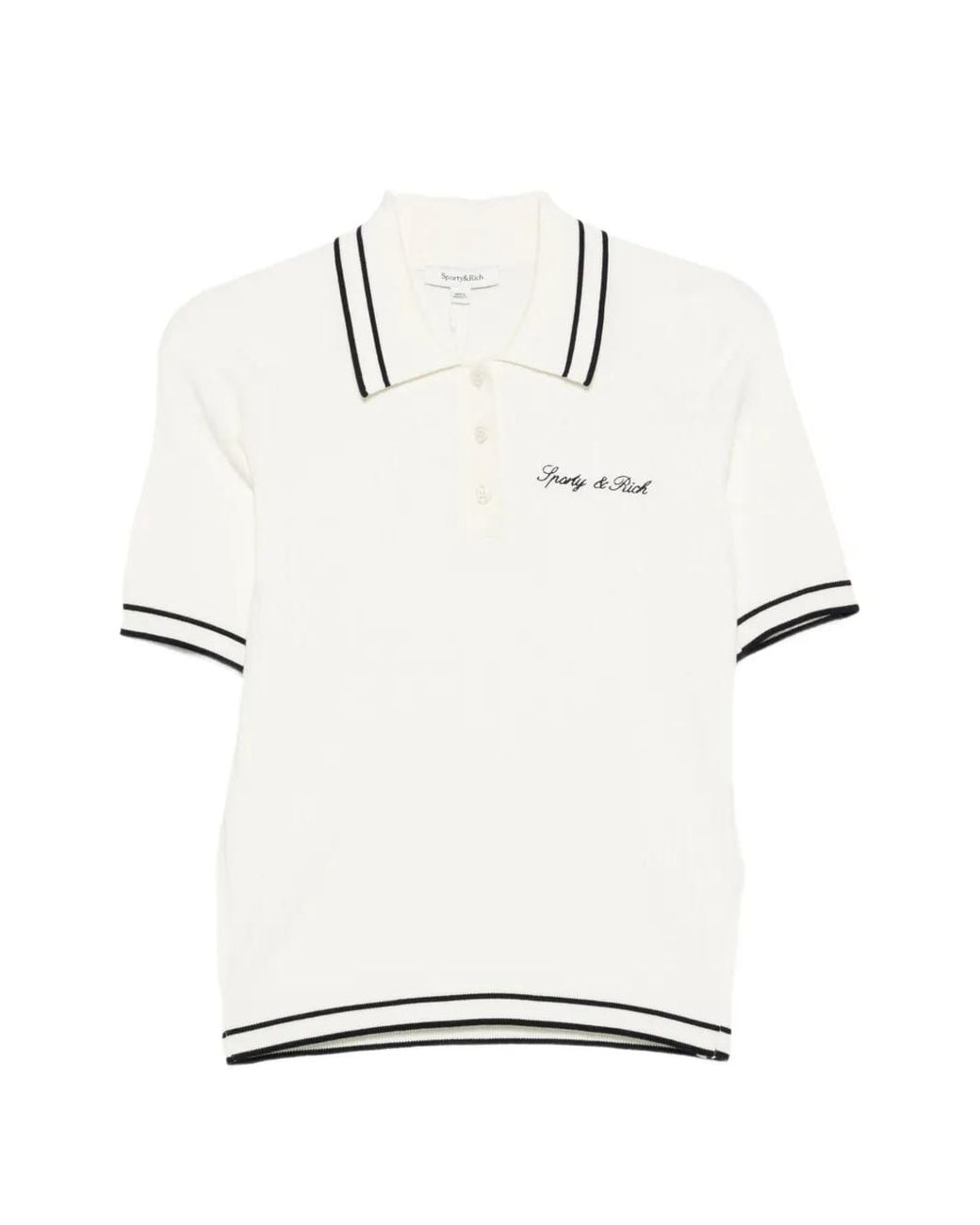 Sporty & Rich White Cable-Knit Polo Shirt