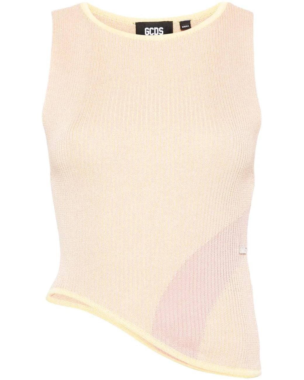 Gcds Natural Comma Asymmetric Ribbed Top