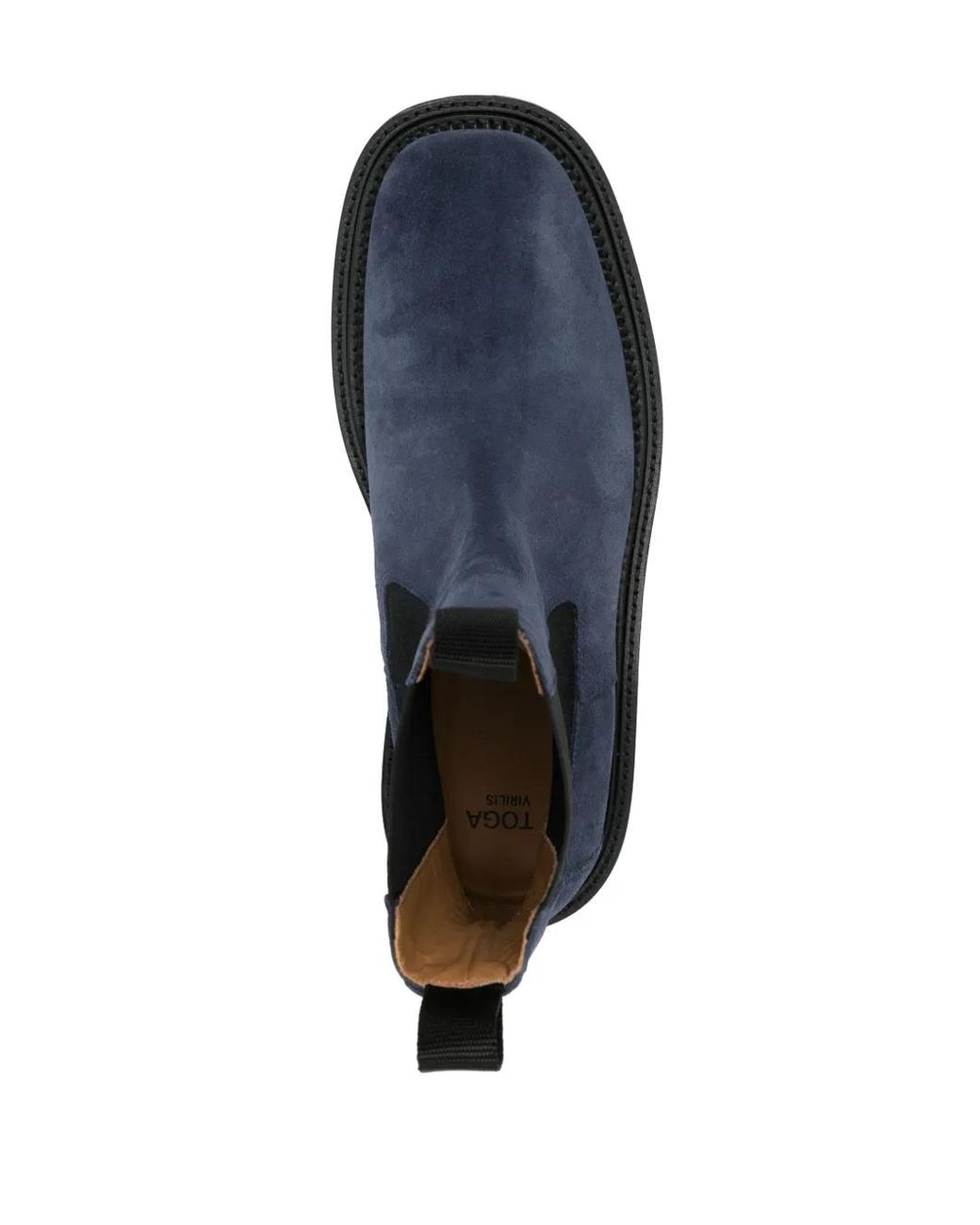 Toga Virilis Blue Stud-Embellished Suede Ankle Boots for men