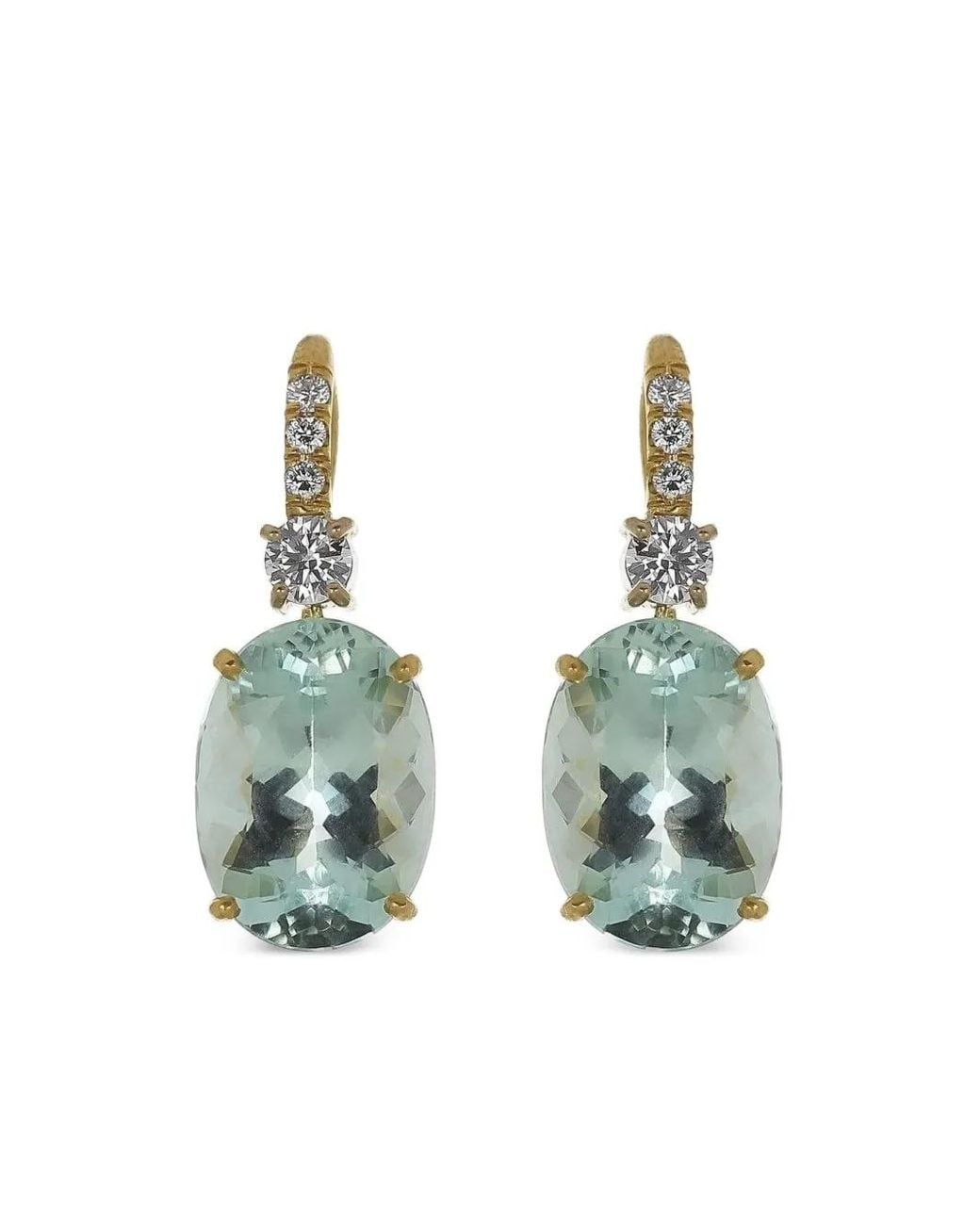 Irene Neuwirth Green 18K Gemmy Gem Aquamarine And Diamond Earrings