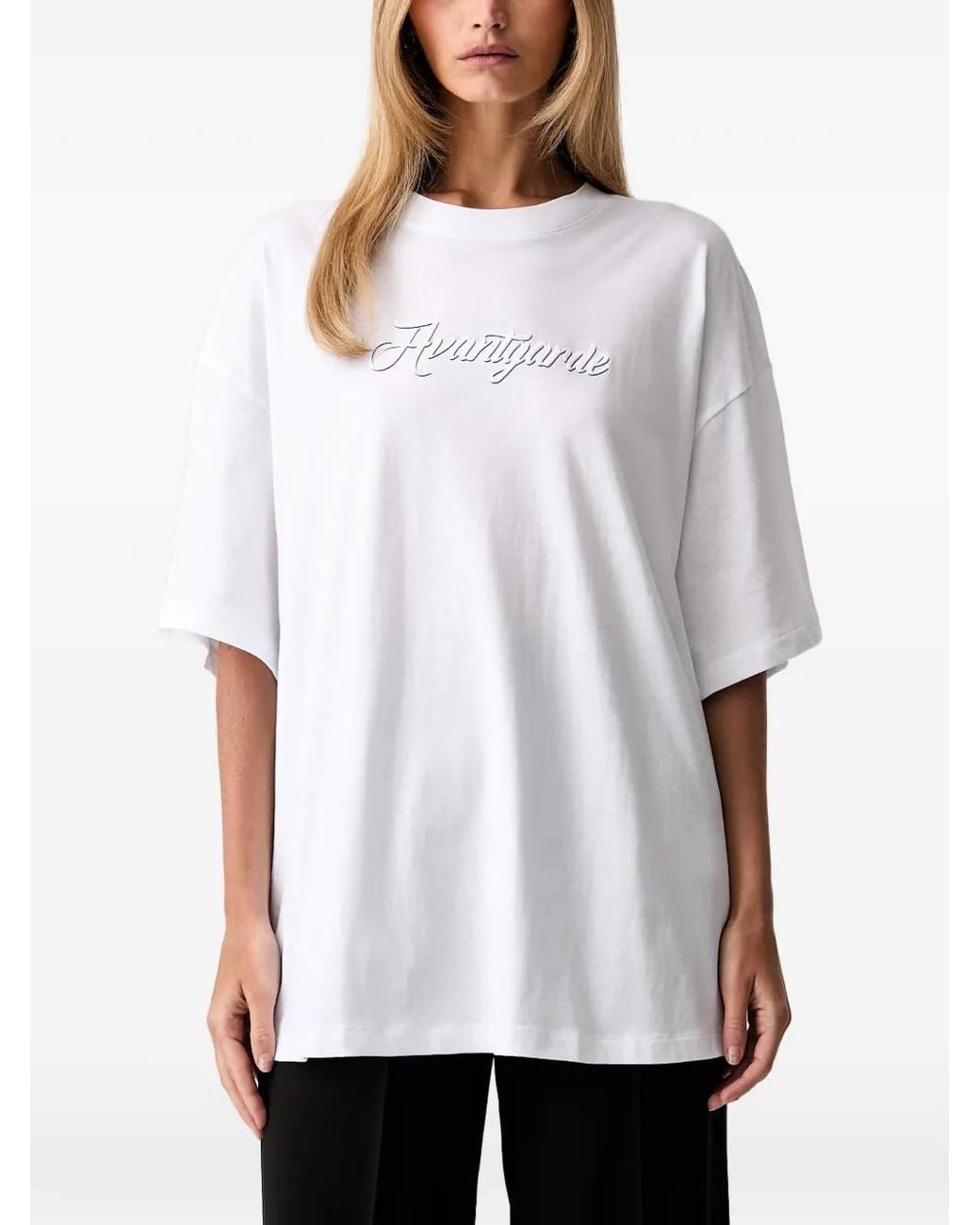ARMANI EXCHANGE White Logo-Print Oversized T-Shirt