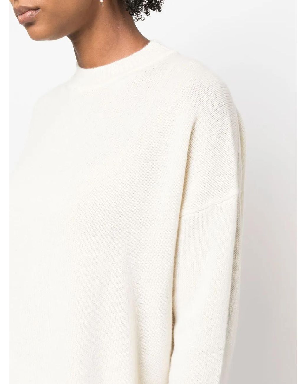 Jil Sander White Round Neck Sweater