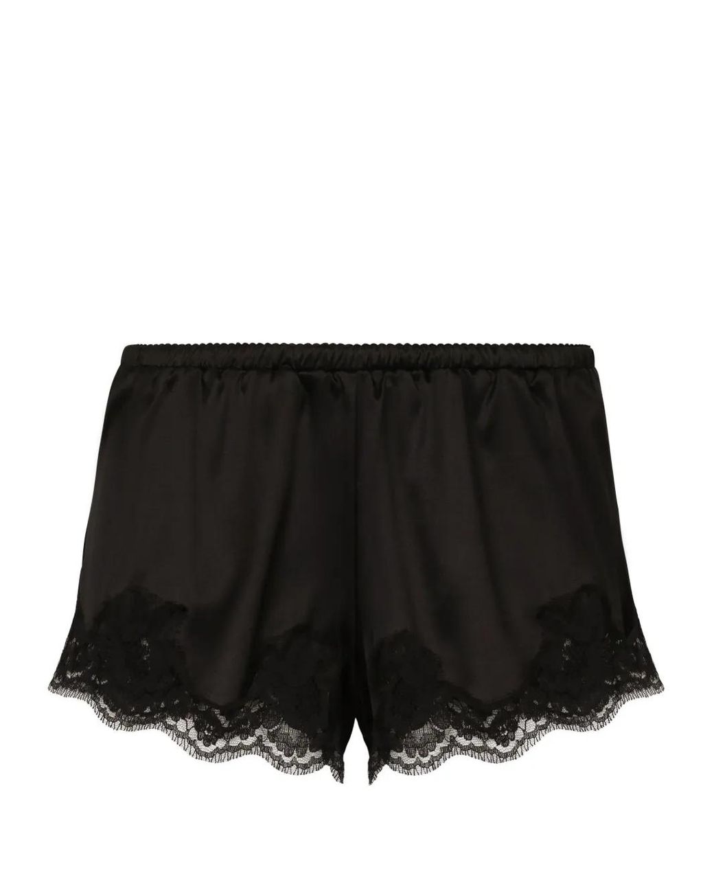 Dolce & Gabbana Black Lace-Detailing Satin-Finish Briefs