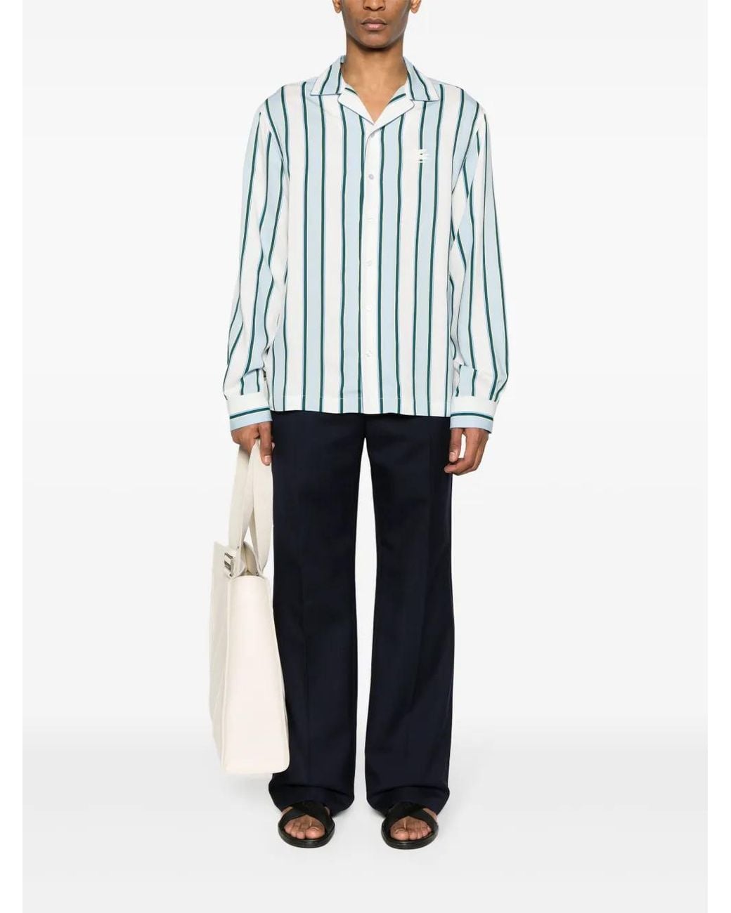 Etro Blue Camicia A Righe for men