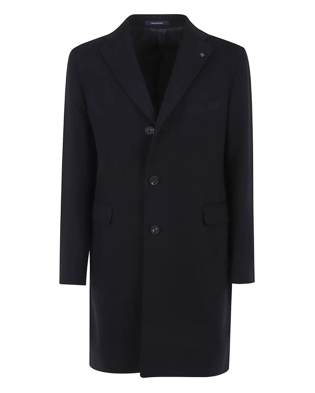 Tagliatore Blue Single-Breasted Coat for men