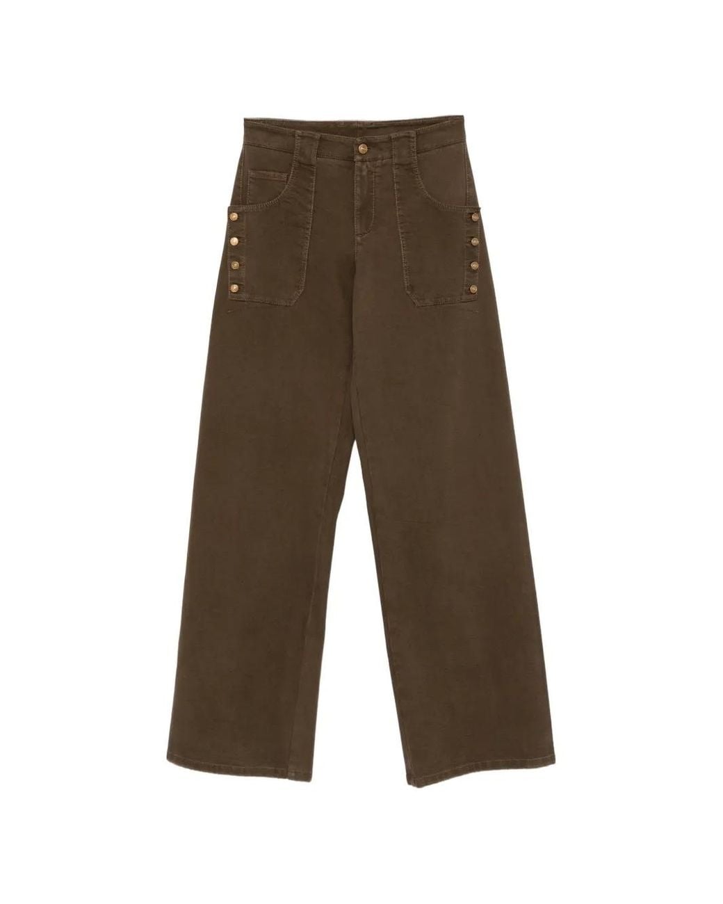 Ermanno Scervino Brown Pantalon Ample À Boutons Décoratifs