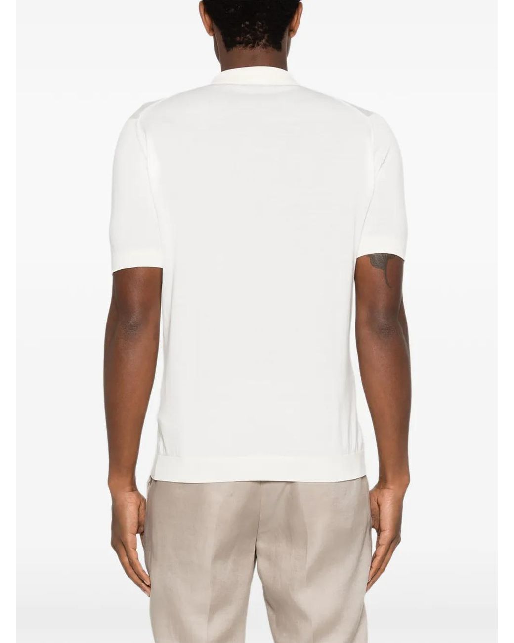 John Smedley White Adrian Short-Sleeves Polo Shirt for men