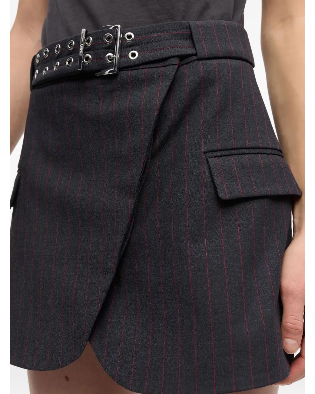 Ganni Black Belted Mini Skirt