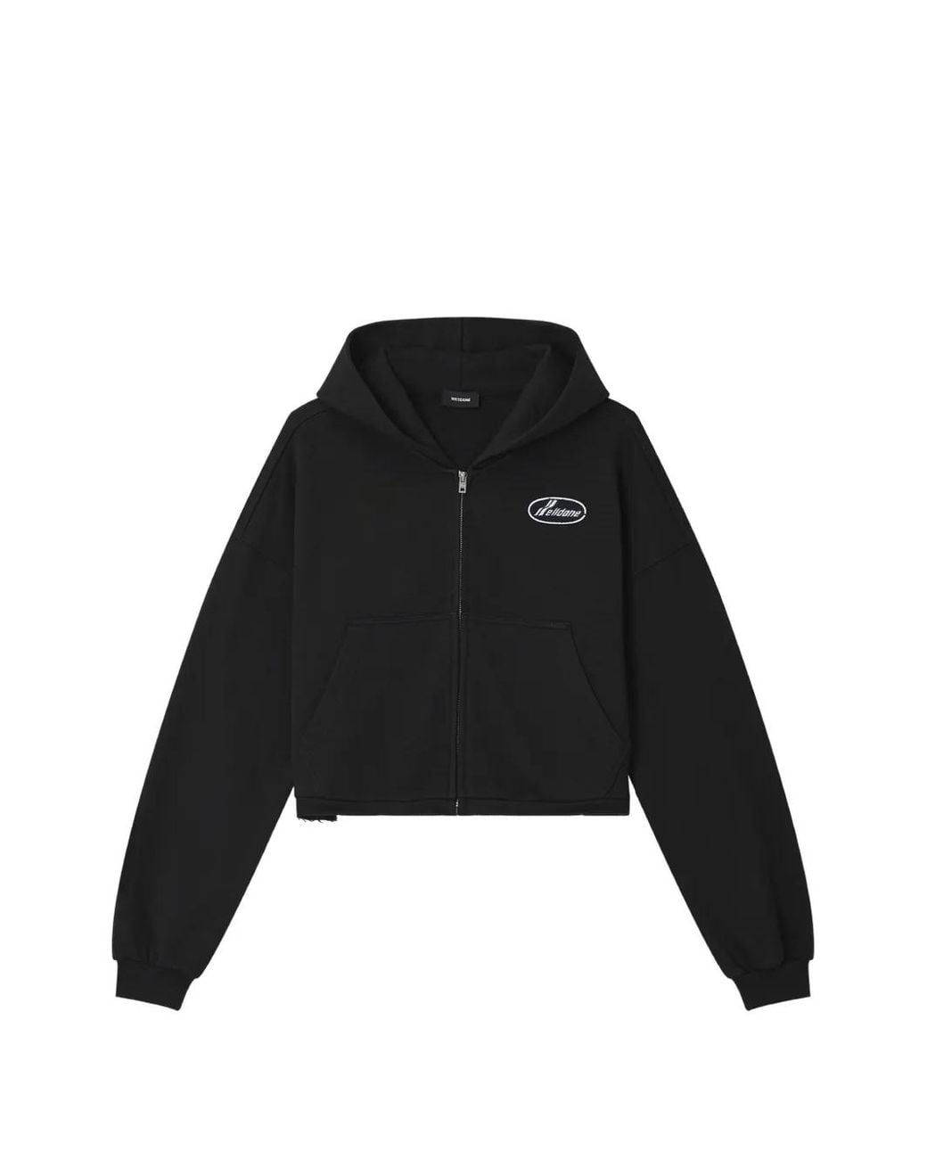 we11done Black Logo-Patch Zip-Up Hoodie
