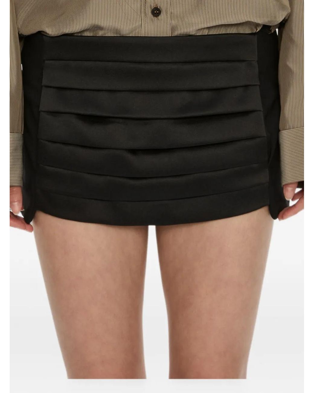 Christopher Esber Black Tuxedo Cummerbund Wool Mini Skirt
