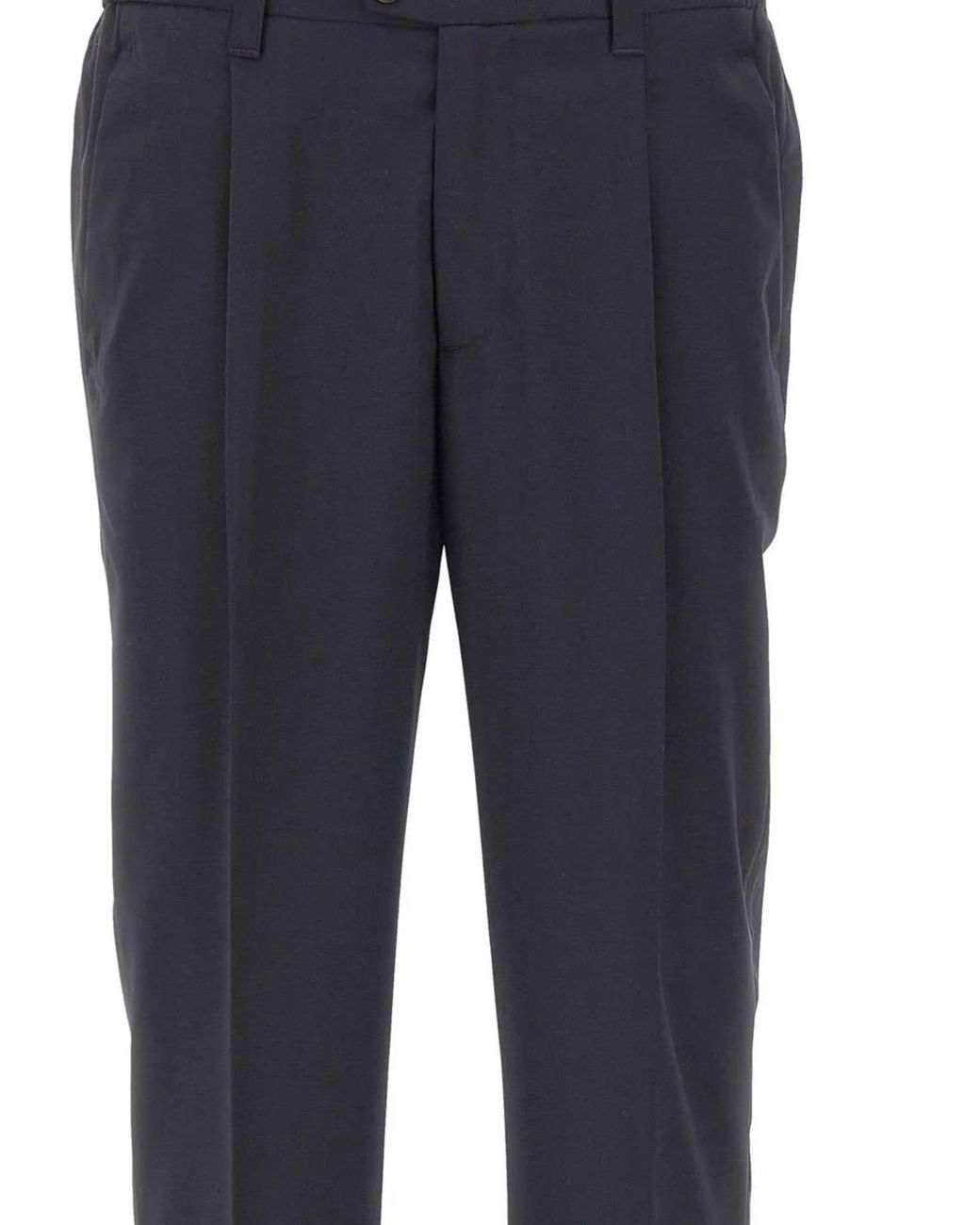 Devore Blue Front-Pleats Trousers for men