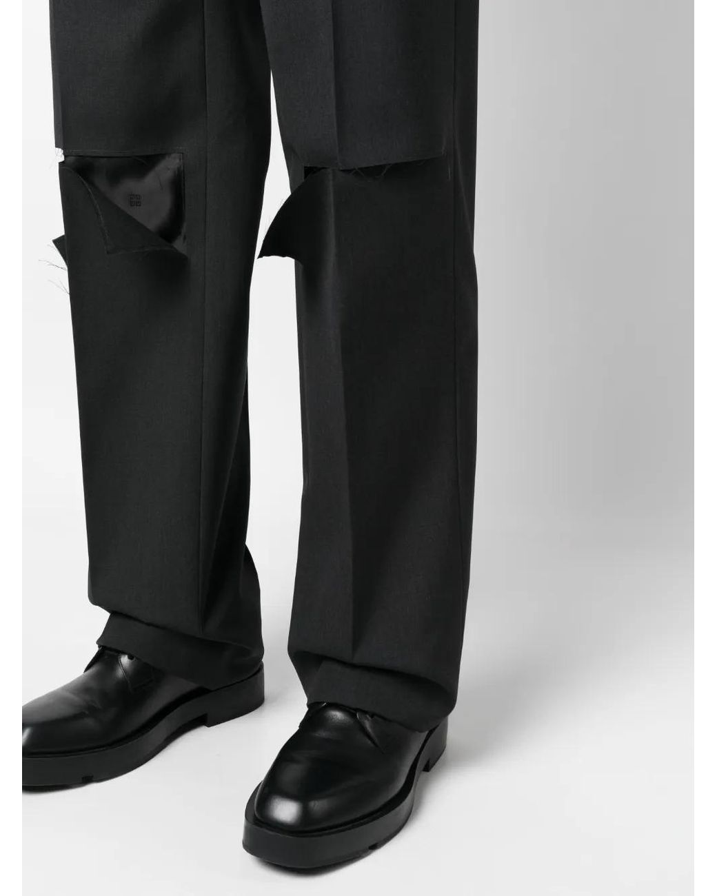 Givenchy Black Distressed Wool Trousers for men