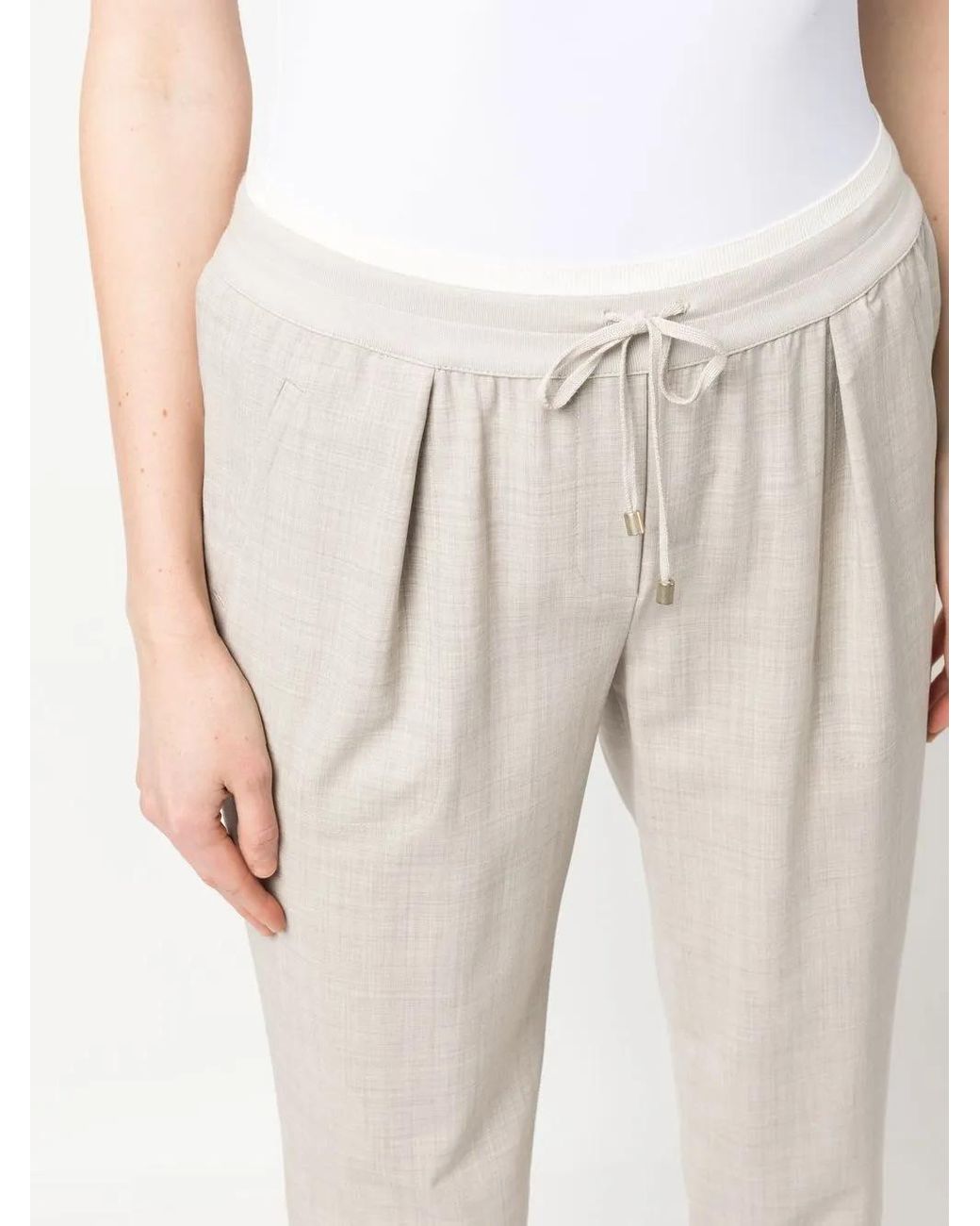 Lorena Antoniazzi Natural Virgin Wool-Blend Track Pants