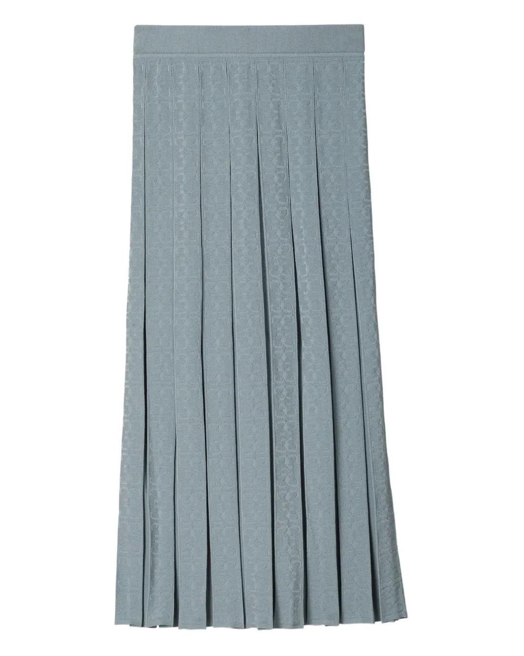 Tory Burch Blue T-Monogram Midi Pleated Skirt