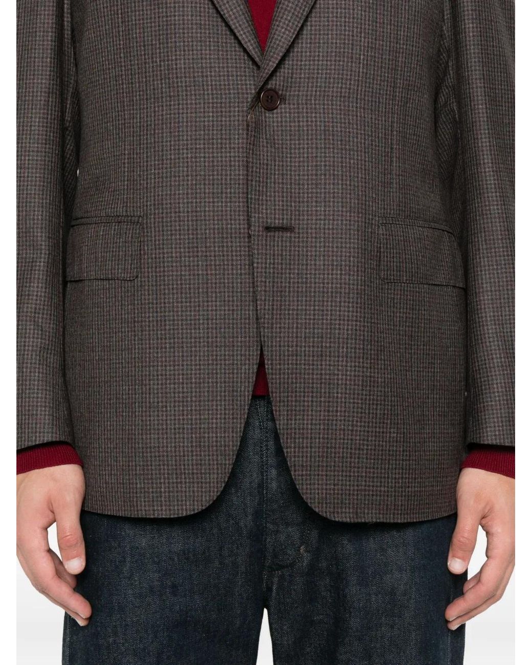 Canali Gray Checked Two-Button Blazer for men