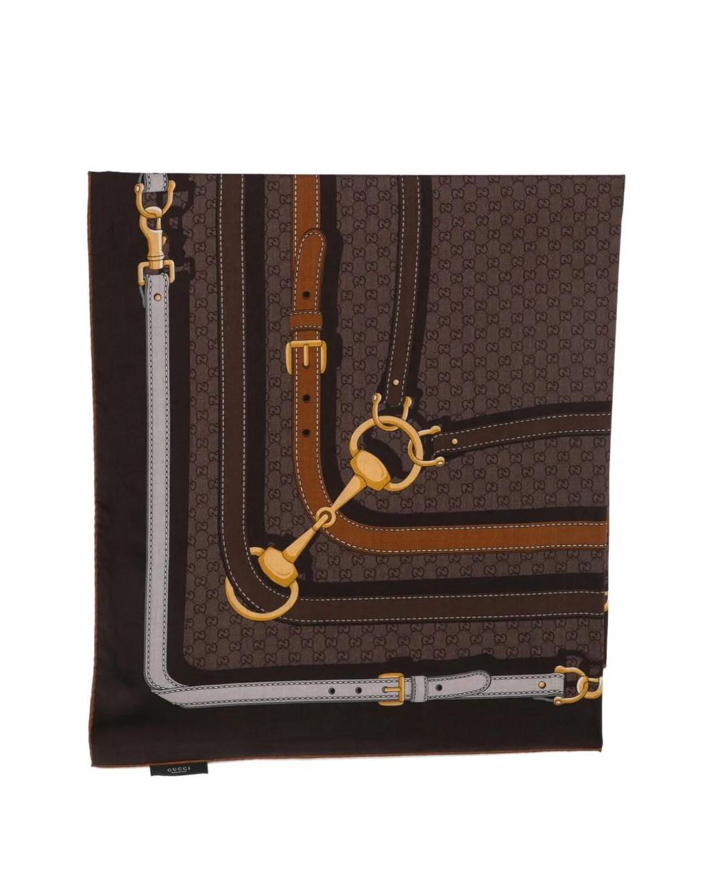 Gucci Brown Printed Silk Foulard