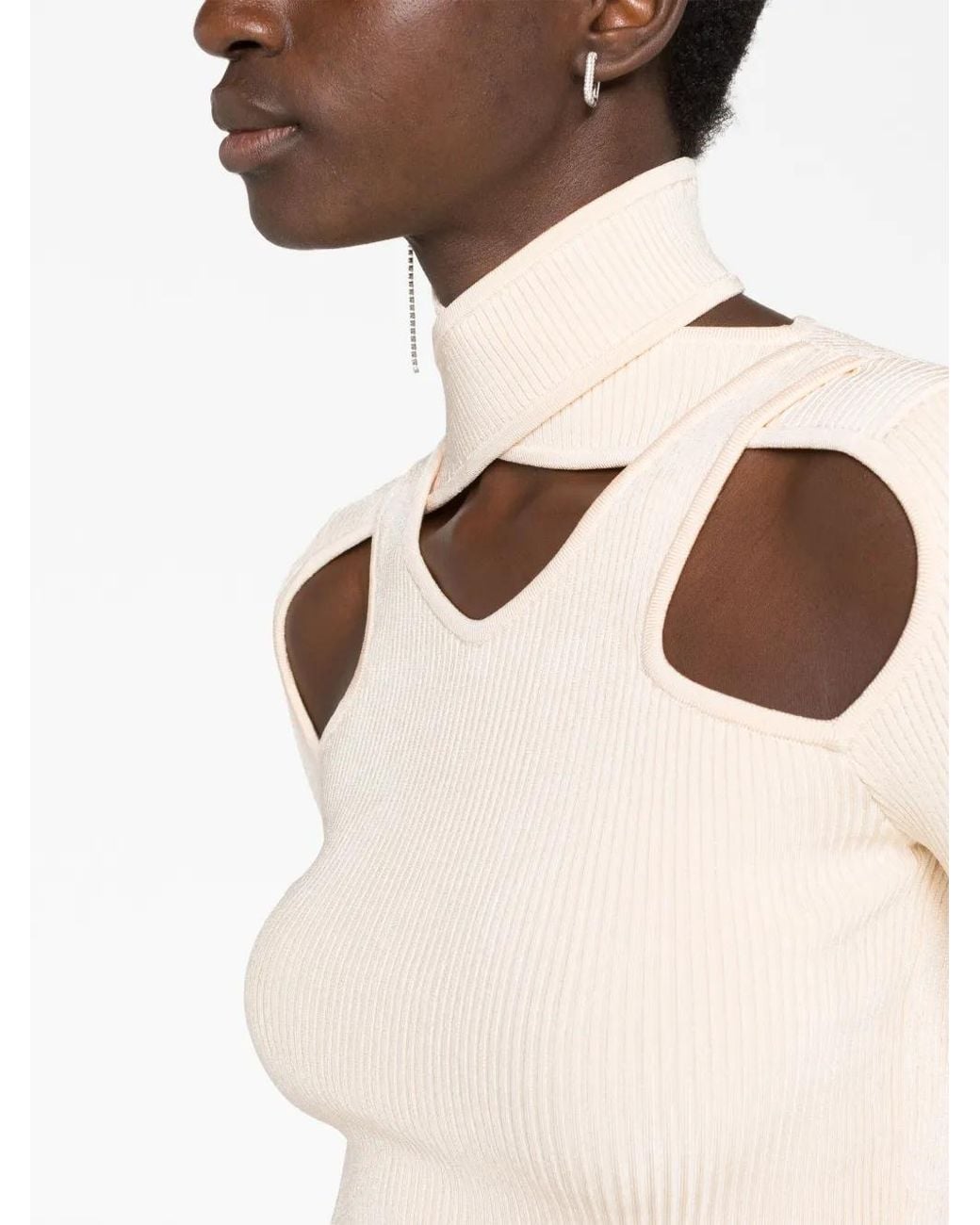 Coperni Natural Cut-Out Ribbed Sweater