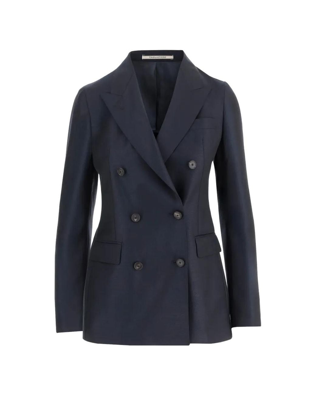 Tagliatore Blue Peaked Lapels Double-Breasted Jacket